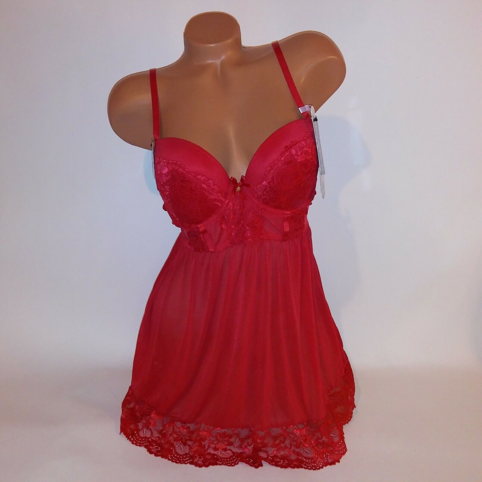 Daisy Fuentes NWOT Size 36C Cherry Red Floral Jacquard Lace